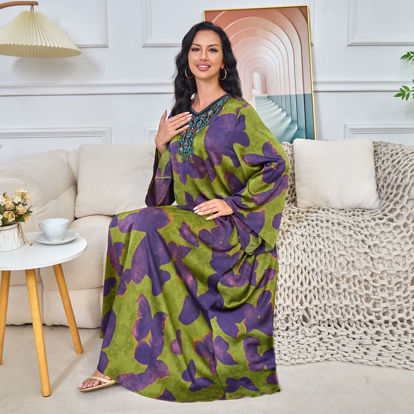 MT178 New Middle East hot sale new printed long fashion elegant Muslim robe women's dress ins