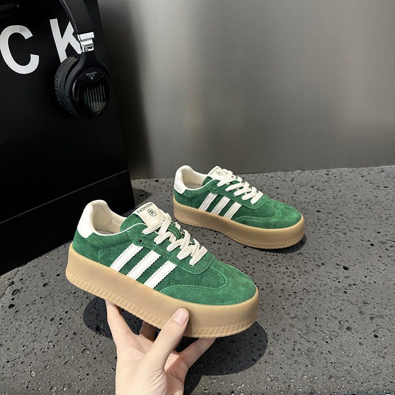 2025  Leather platform German training shoes women's popular spring and summer new Korean version color matching breathable casual fashion popular sports shoes