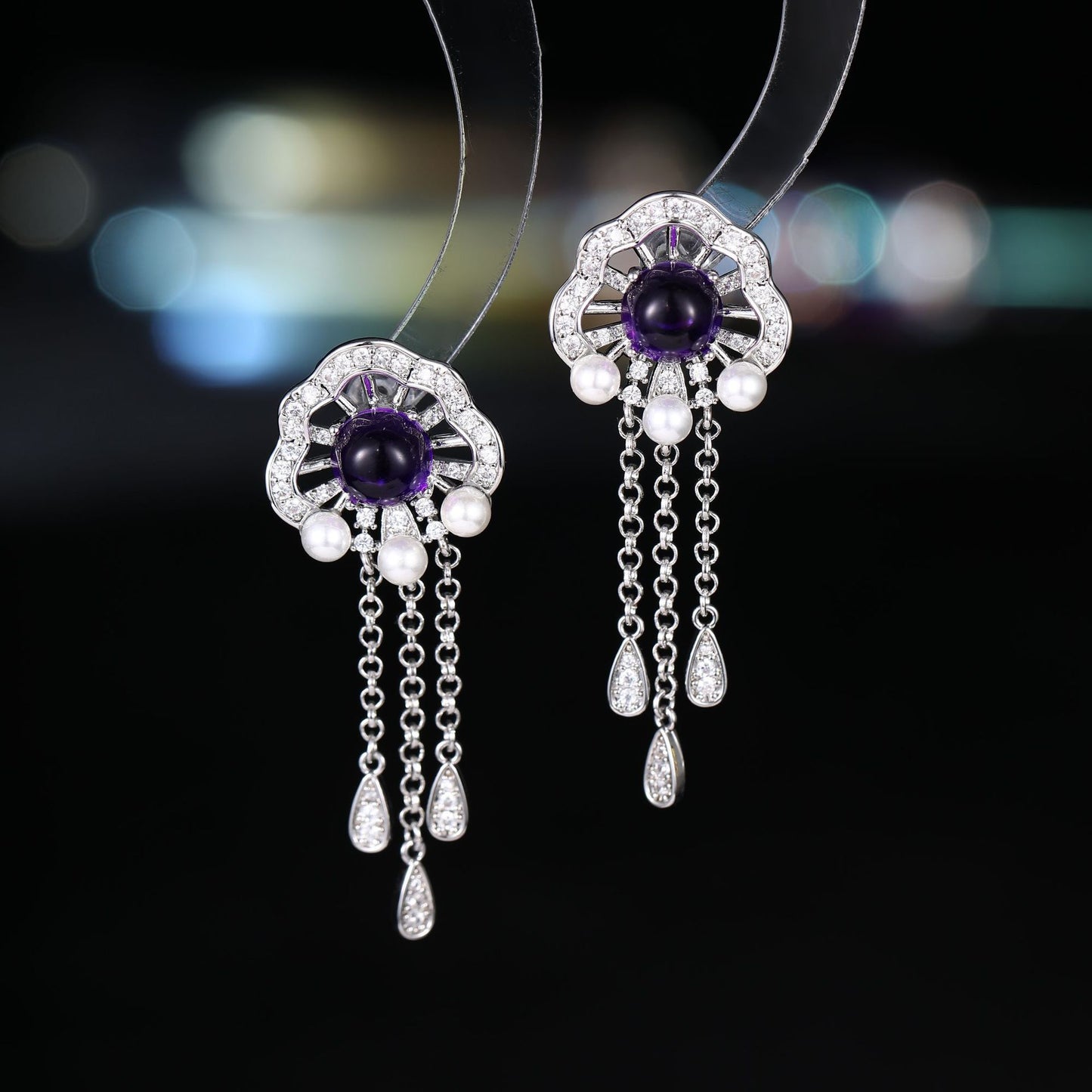 2025 Light luxury new long fringed earrings s925 silver needle zircon high-end earrings women's versatile temperament design earrings
