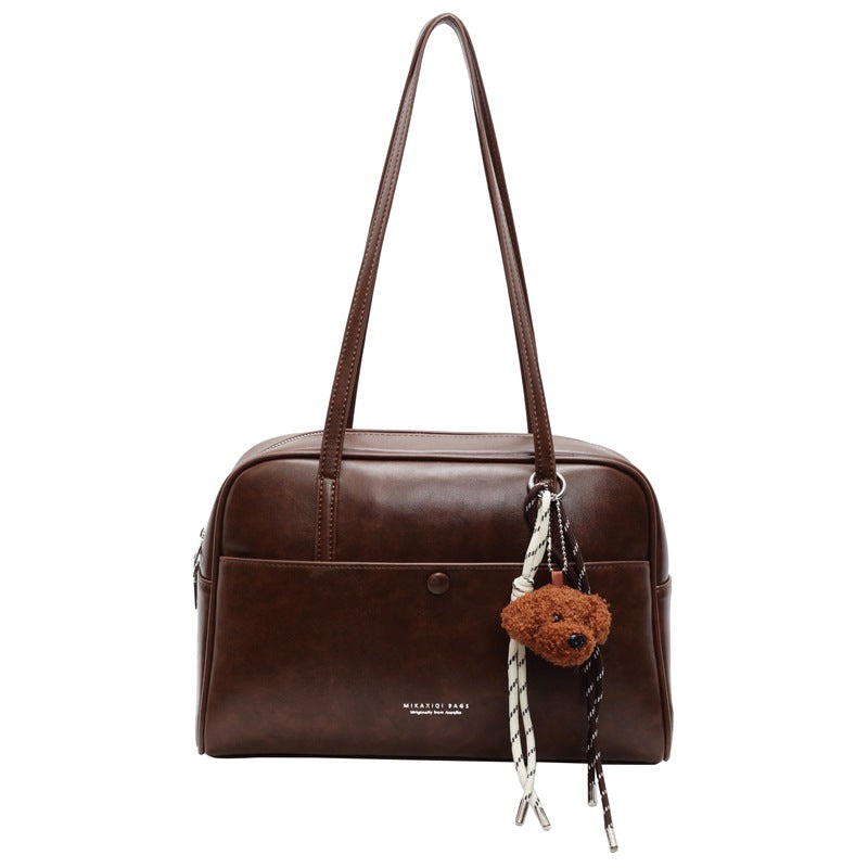 BENPAOLV 2025 Bag Women's popular New Trendy Versatile Shoulder Bag Premium Sense Retro Large Capacity Women's Bag Commuter Boston Bag