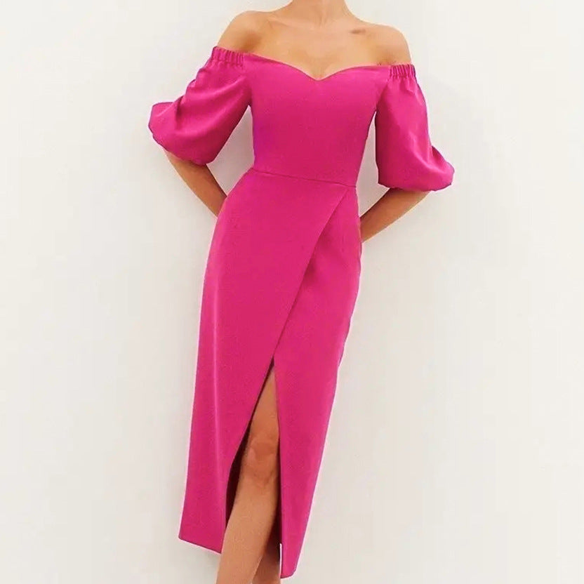 2025 Sexy deep V split bubble sleeve dress popularwildberries spring and summer hot sale new fashion new women