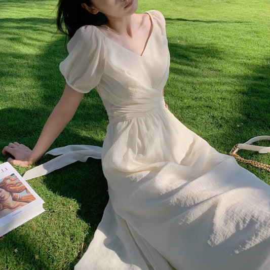 2025 Coffee break  dress niche design collar retro  summer high-end temperament gentle wind first love dress