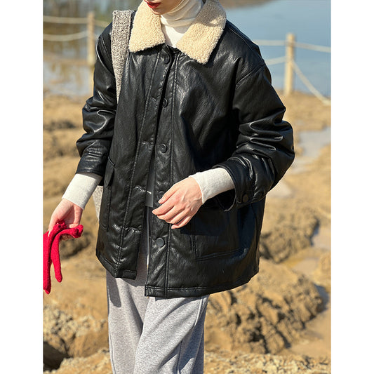 2025 popular winter new jacket Korean retro leave-in leather casual white duck down jacket 3102