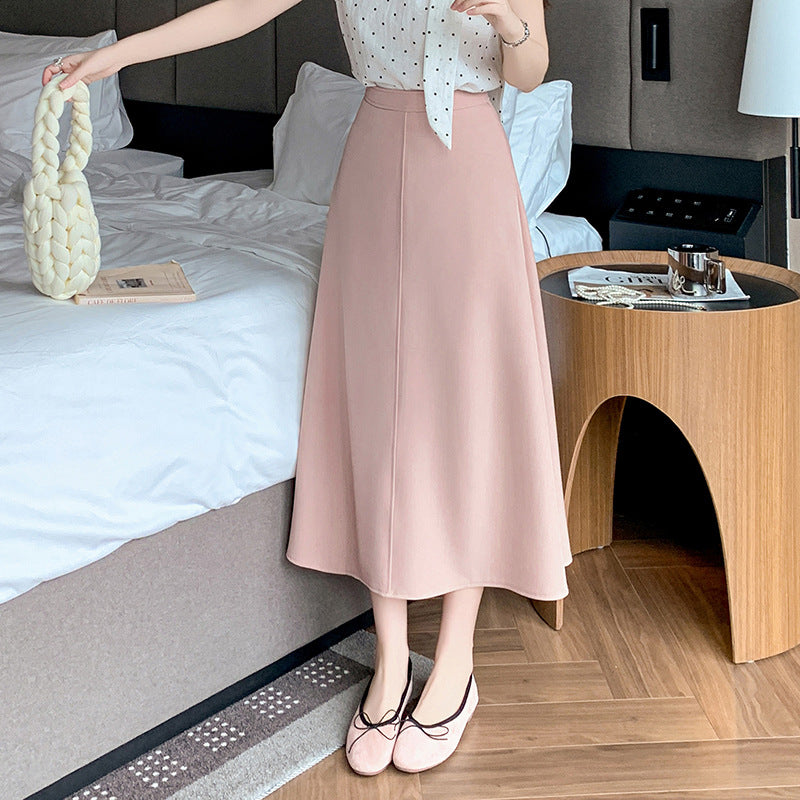 Hot trade medium and long skirt 2025 spring and summer new high-waisted pendulum A-shaped skirt covering the hips and showing thinness suit dress
