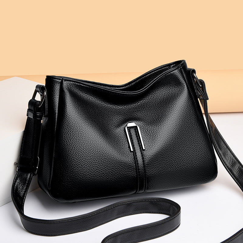 2025 Crossbody bag popular new simple temperament bag neutral soft leather texture shoulder bag large capacity work commuter bag