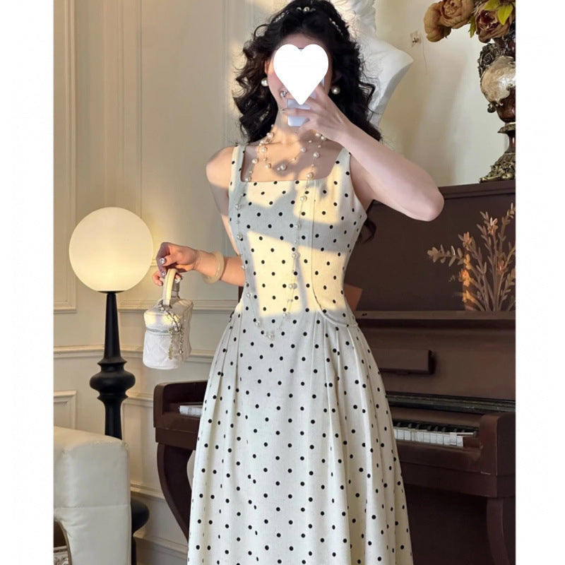 2025 summer new tea party early spring  retro polka dot summer seaside vacation fairy dress