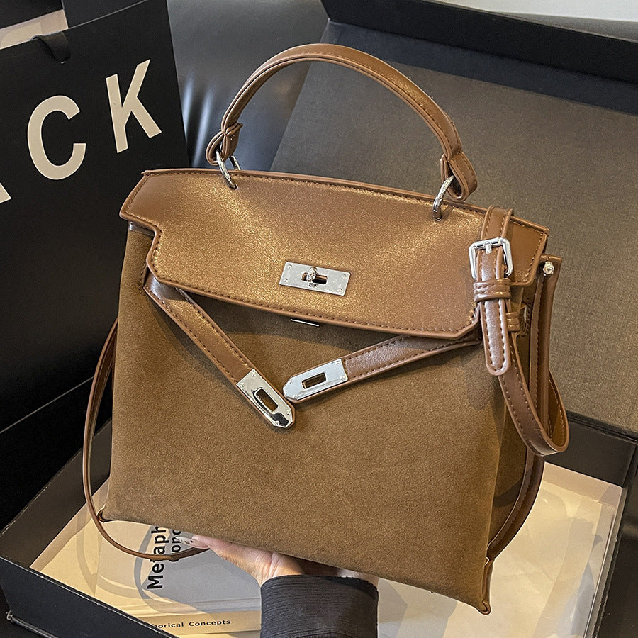 BENPAOLV 2025 Fashion Maillard Tote Bag Women's Suede Kelly Bag popular New Shoulder Bag Trendy Versatile Commuter Bag