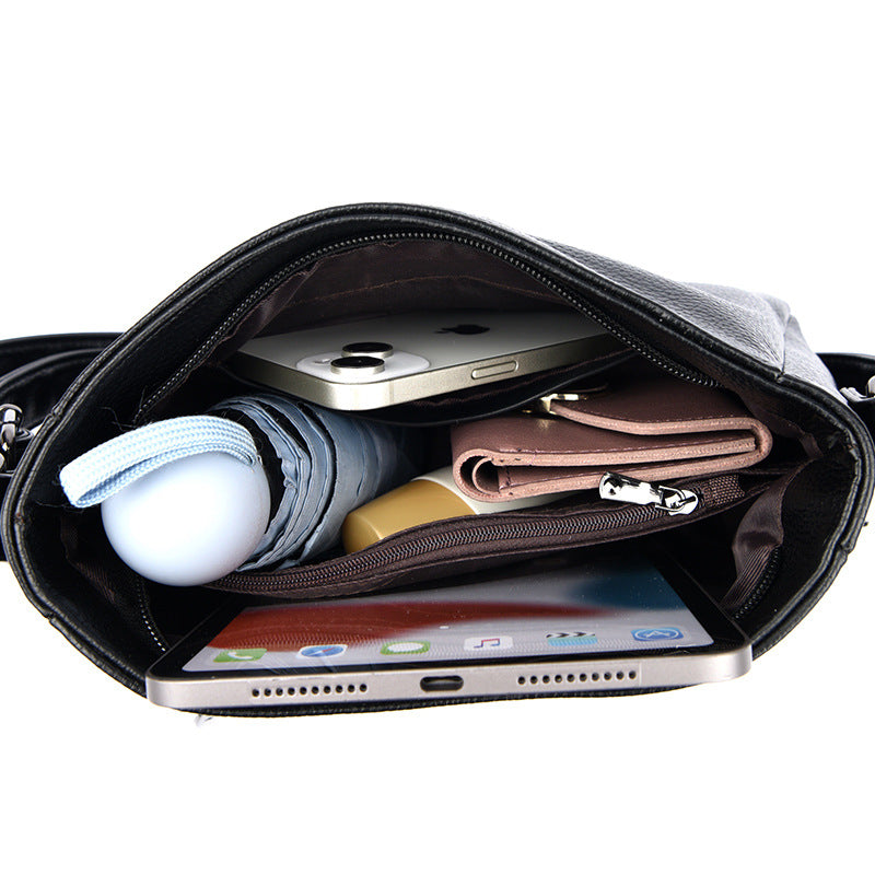 2025 Crossbody bag popular new simple temperament bag neutral soft leather texture shoulder bag large capacity work commuter bag
