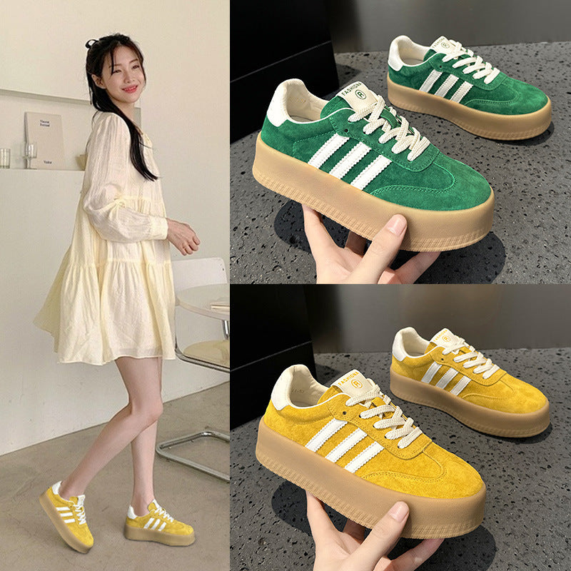 2025  Leather platform German training shoes women's popular spring and summer new Korean version color matching breathable casual fashion popular sports shoes