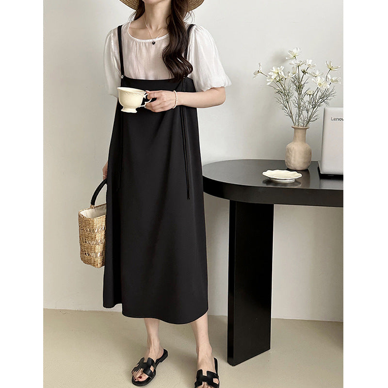 2025 , retro suspender skirt two-piece  minimalist women's popular summer Korean temperament dress 2327