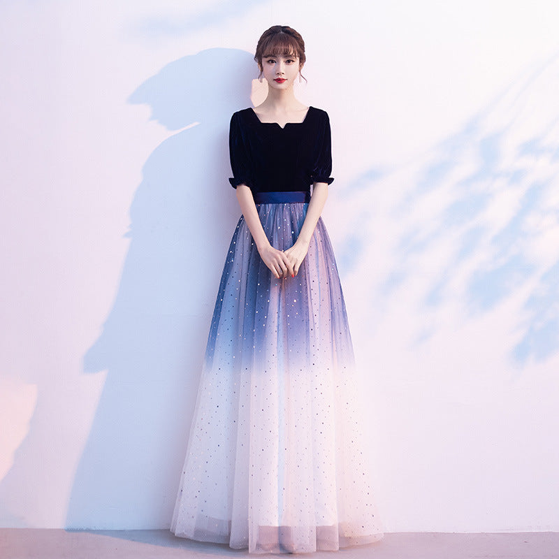 2025 Chorus performance uniform women's long dress new host middle school student choir art examination long adult ceremony evening dress