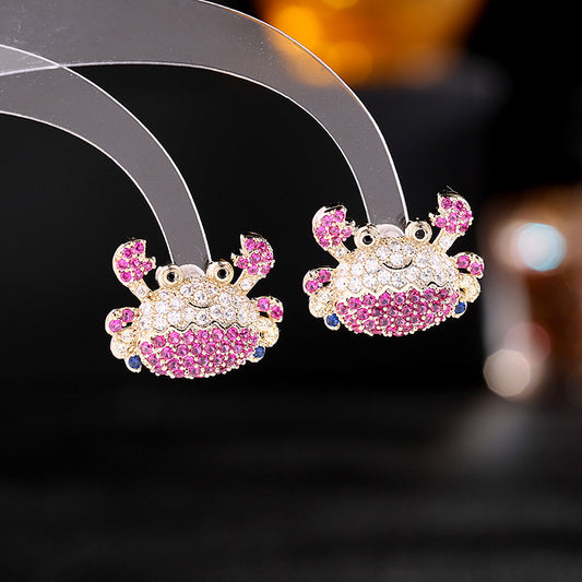 2025 S925 silver needle simple versatile earrings personalized Korean Internet celebrity tide earrings creative design cute little crab stud earrings