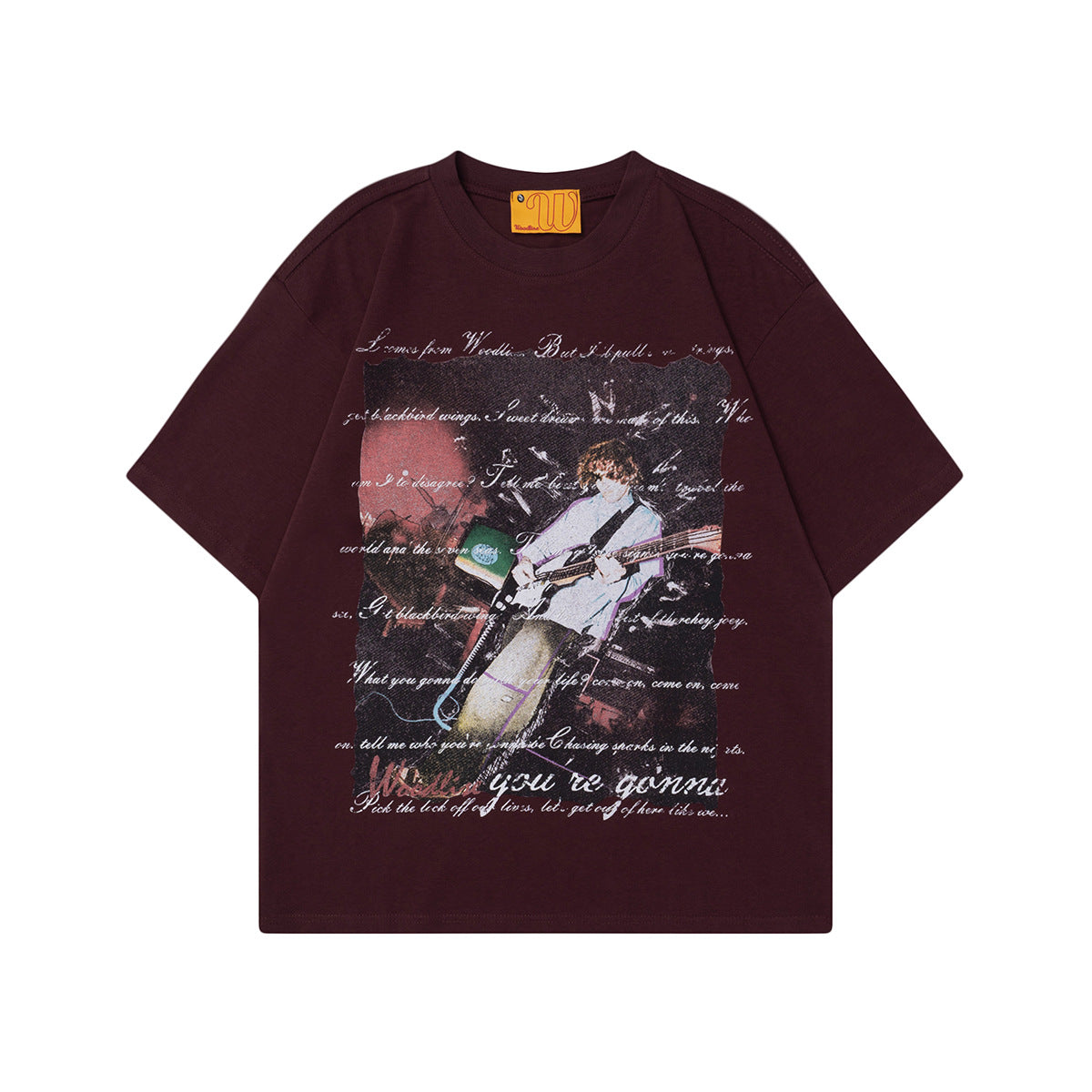2025 WT533 2025n Street 2025 Retro Singer Pattern Design Men's Loose Premium Sense Neutral Short Sleeve T-Shirt
