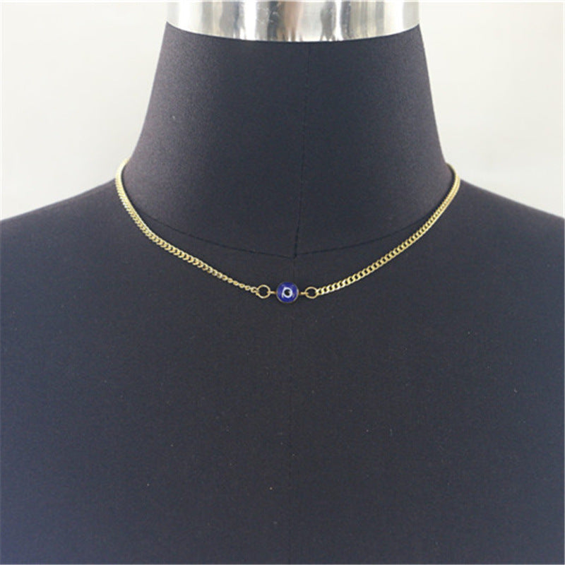 2025  MW2624 2025 necklace fashion simple personality eye-shaped accessories pendant metal thin chain necklace neck jewelry
