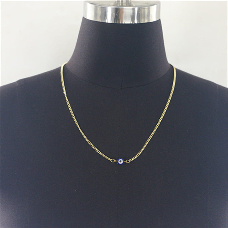 2025  MW2624 2025 necklace fashion simple personality eye-shaped accessories pendant metal thin chain necklace neck jewelry