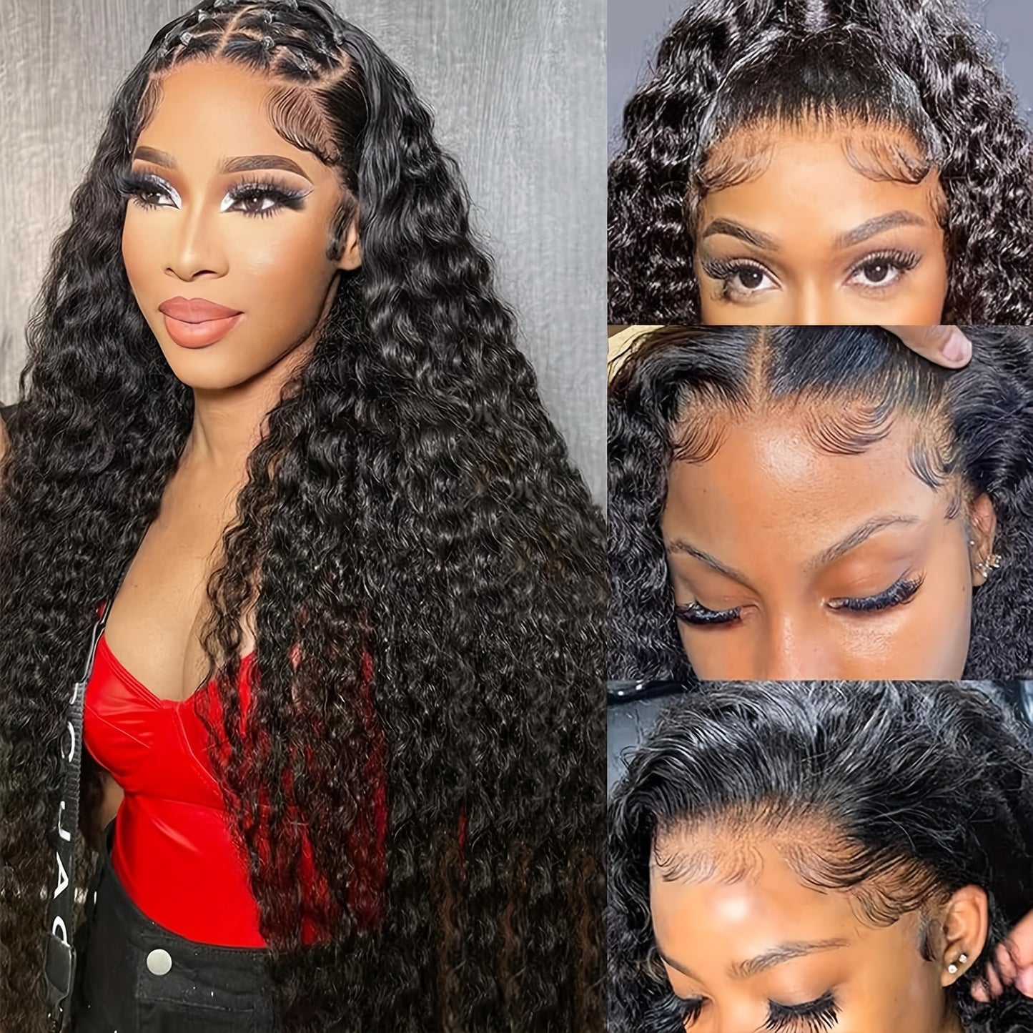 13x3 Lace Front Wig - Elegant Deep Wave Curly Hairpiece for Women - 180% Density, Natural-Looking, Breathable, and Comfortable