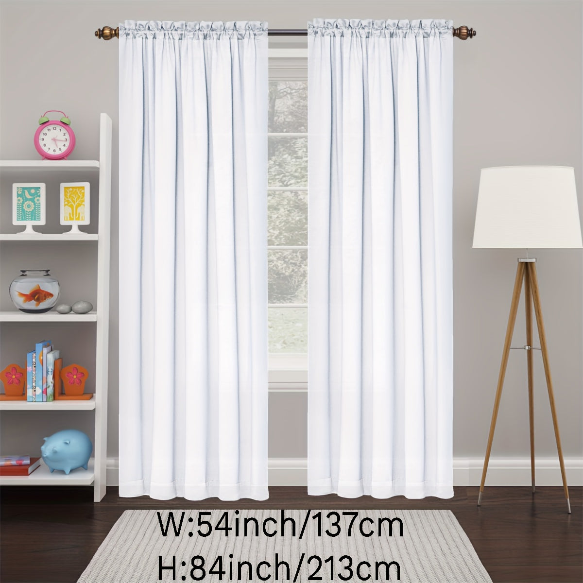 2 Panels Happy New Year Curtains, Solid Color Simple Rod Pocket Light Filtering Curtains, Suitable For Living Room, Office Home Decoration