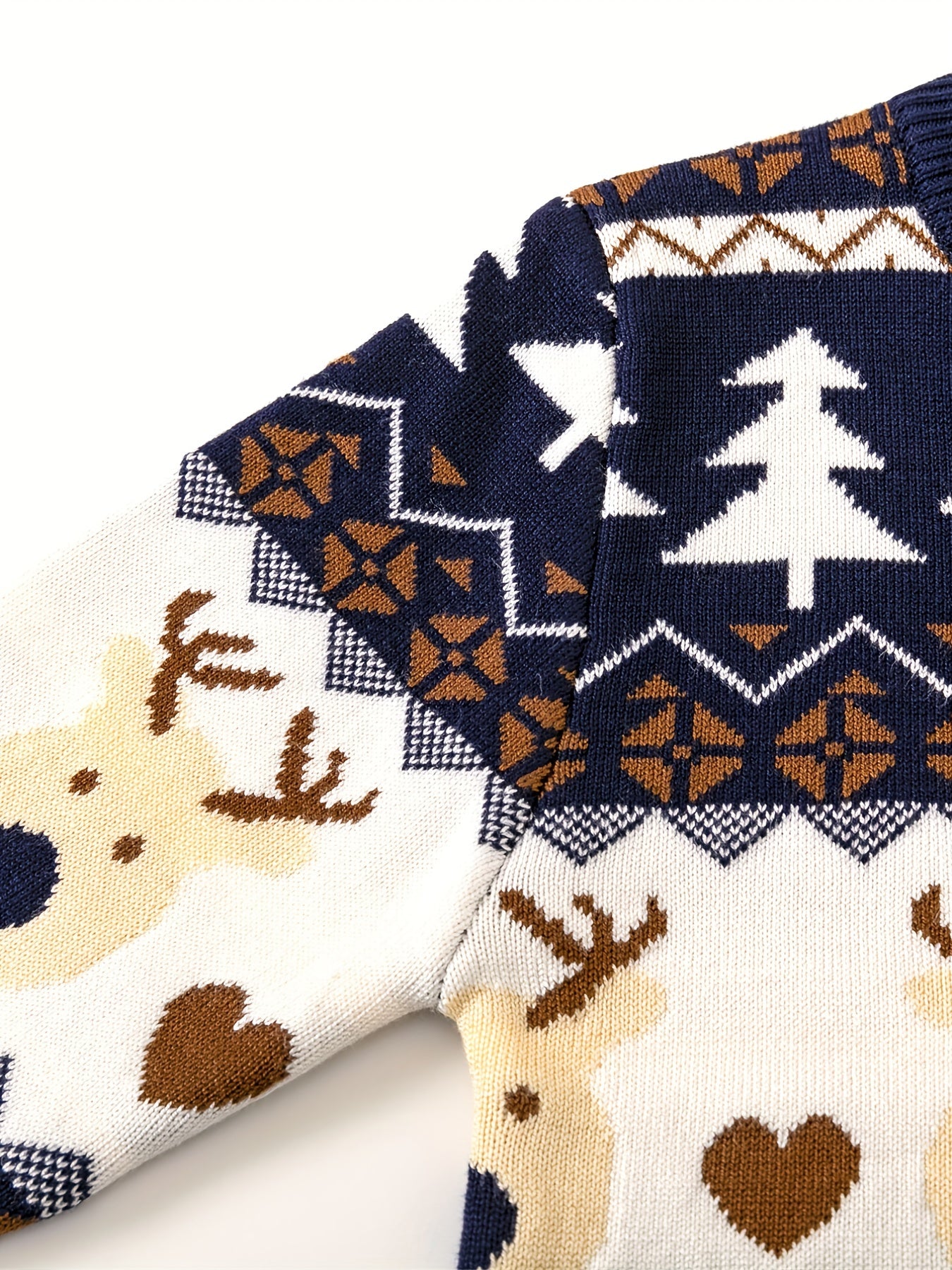 Cozy Cartoon Deer Graphic Print Boy's Sweater - Pullover - Soft Knit, Winter/Spring/Autumn Wear, Christmas Gift Idea, Vibrant Colors, Long Sleeves, Crew Neck