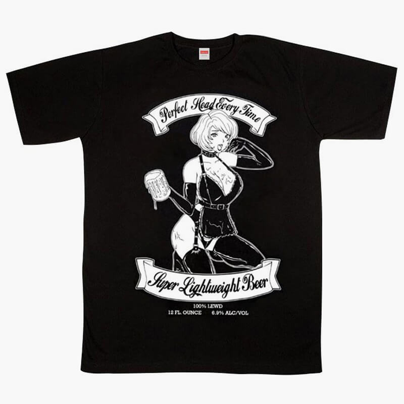 benpaolv Beer Nymph Anime Girl Dark Style T-Shirt HVY BLK