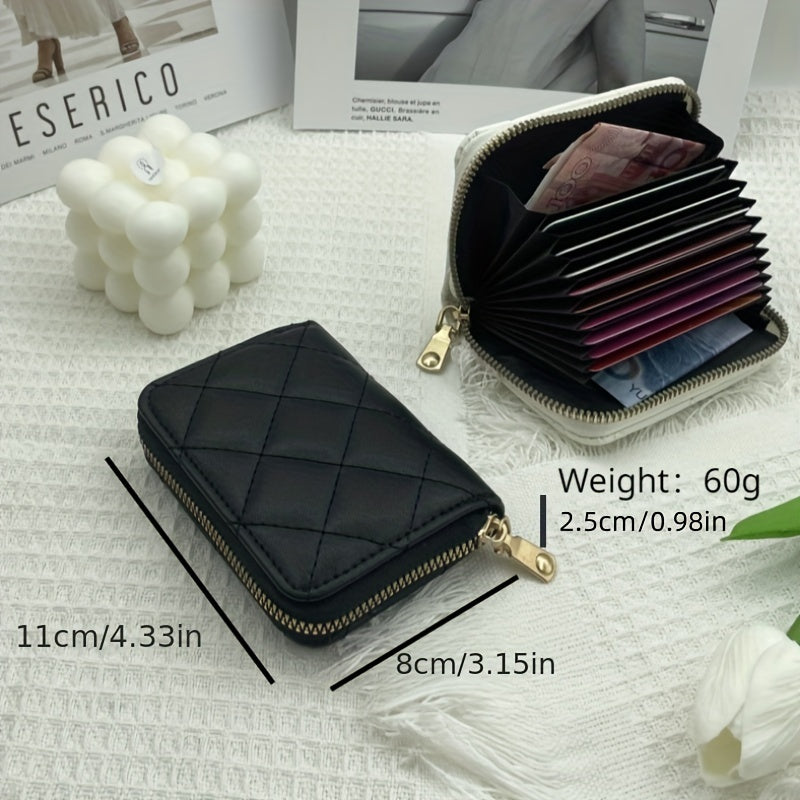 Minimalist Solid Color Short Wallet, Argyle Pattern Clutch Wallet, Portable Credit Card Holder