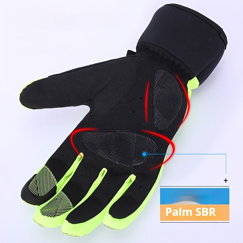 Men's Touchscreen Ski Gloves - Full Finger, Windproof & Warm for Outdoor Cycling and Mountaineering