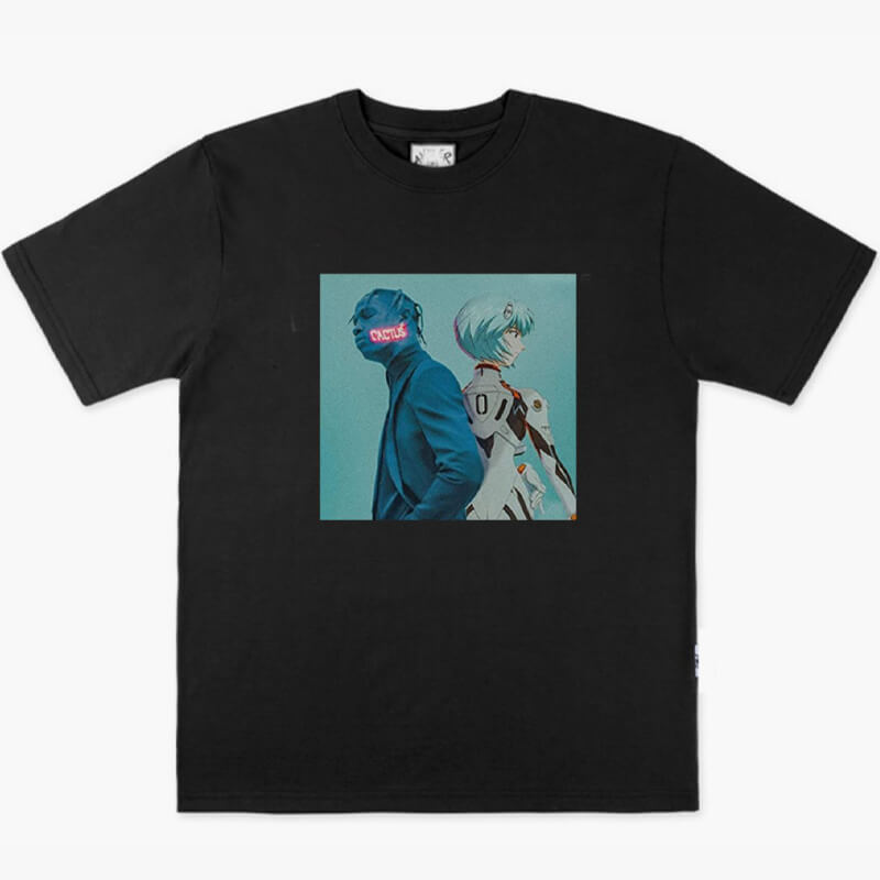 benpaolv Rei Ayanami and Travis Scott Anime T-Shirt